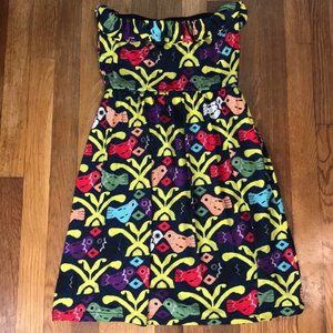 Judith March Strapless Bird Print Dress